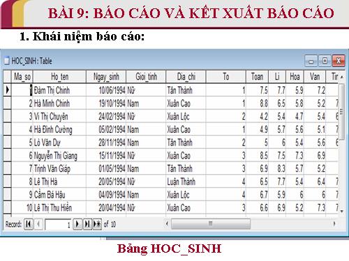 Bài 9. Báo cáo và kết xuất báo cáo