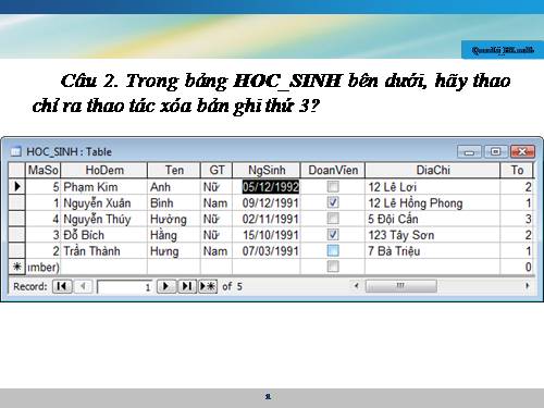 Bài tập và thực hành 3: Thao tác trên bảng