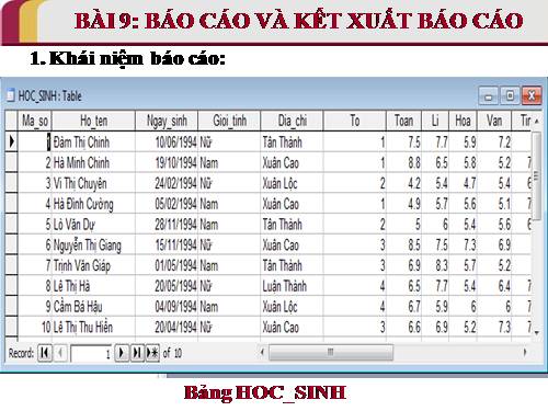 Bài 9. Báo cáo và kết xuất báo cáo