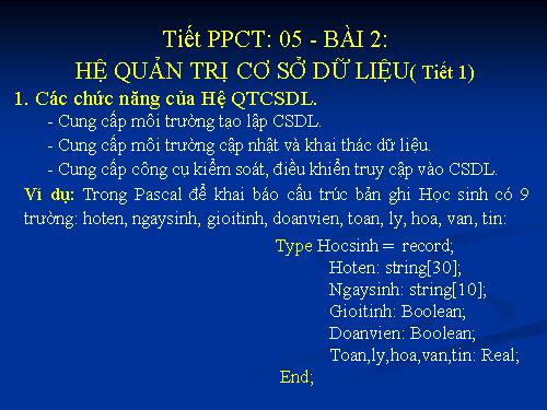 Bài 2. Hệ quản trị cơ sở dữ liệu