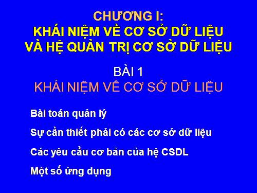 Bài 1. Một số khái niệm cơ bản