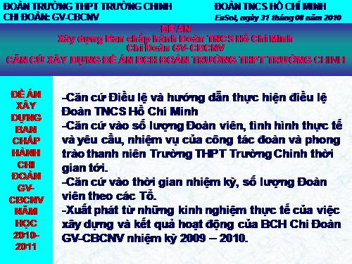 Đề án xây dựng BCH chi Đoàn GV-CBCNV