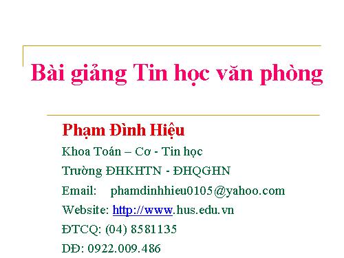 Bài giảng tin học văn phòng