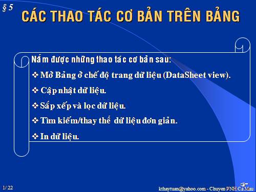 Bài 5. Các thao tác cơ bản trên bảng