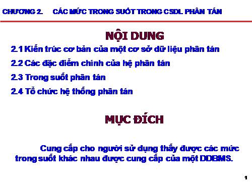 CHƯƠNG II - CÁC MỨC TRONG SUỐT TRONG CSDL PHÂN TÁN