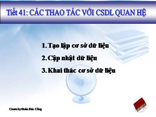 Bài 11. Các thao tác với cơ sở dữ liệu quan hệ