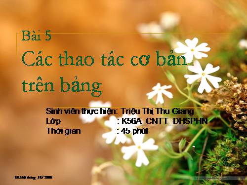 Bài 5. Các thao tác cơ bản trên bảng