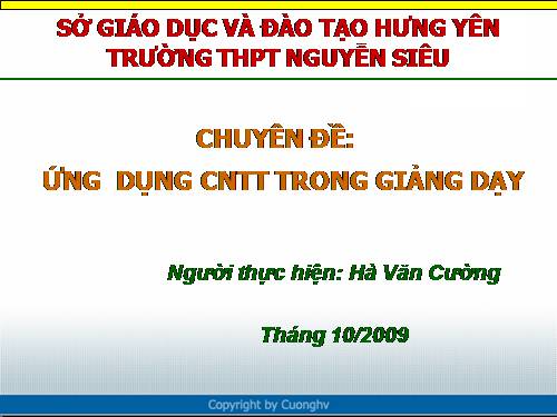 Ứng dụng CNTT Trong giảng dạy