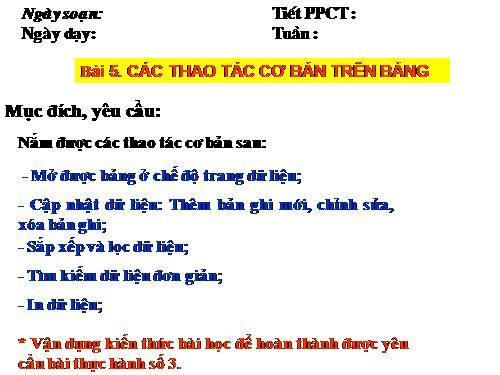 Bài 5. Các thao tác cơ bản trên bảng