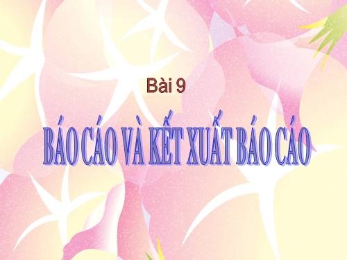 Bài 9. Báo cáo và kết xuất báo cáo