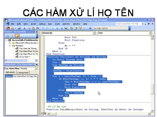 Hàm Tách Họ, Họ Lót, Tên