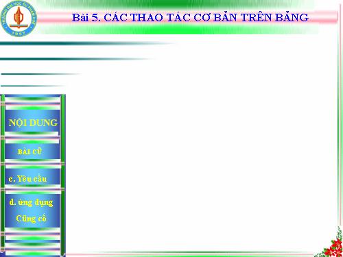 Bài 5. Các thao tác cơ bản trên bảng