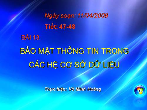 Bài 13. Bảo mật thông tin trong các hệ cơ sở dữ liệu