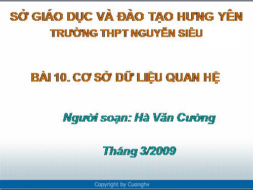 Bài 10. Cơ sở dữ liệu quan hệ