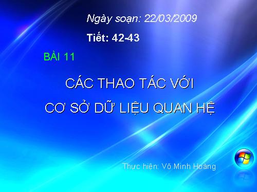 Bài 11. Các thao tác với cơ sở dữ liệu quan hệ