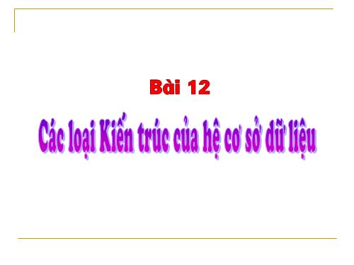 Bài 12. Các loại kiến trúc của hệ cơ sở dữ liệu