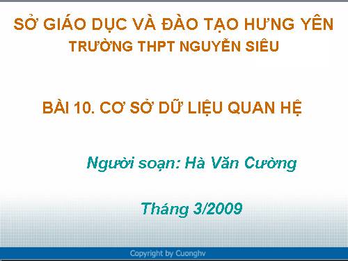 Bài 10. Cơ sở dữ liệu quan hệ