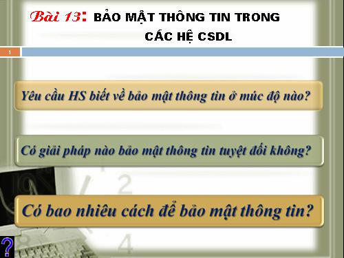 Bài 13. Bảo mật thông tin trong các hệ cơ sở dữ liệu