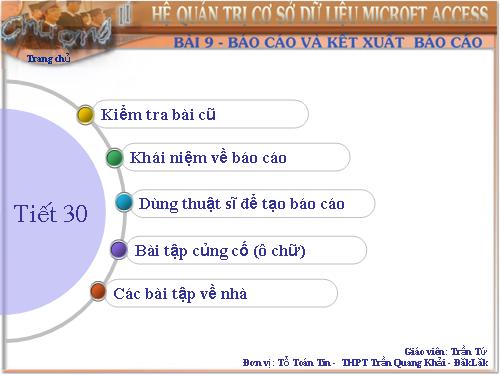 Bài 9. Báo cáo và kết xuất báo cáo