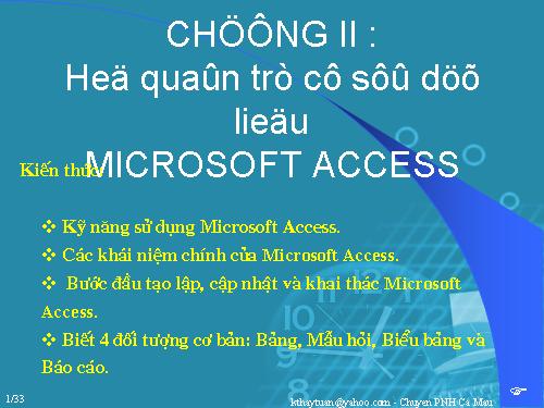 Bài 3. Giới thiệu Microsoft Access