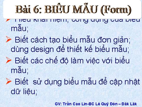 Bài 6. Biểu mẫu