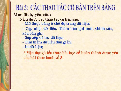 Bài 5. Các thao tác cơ bản trên bảng