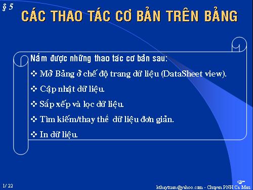 Bài 5. Các thao tác cơ bản trên bảng