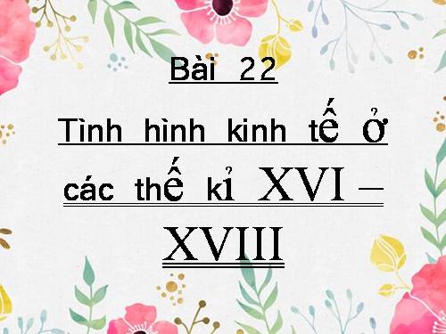 Bài 22. Tình hình kinh tế ở các thế kỷ XVI-XVIII