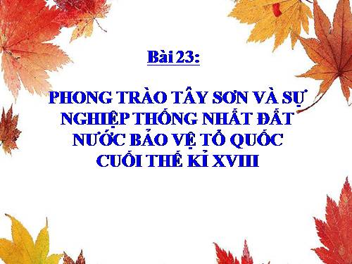 Bài 23. Phong trào Tây Sơn và sự nghiệp thống nhất đất nước. Bảo vệ tổ quốc cuối thế kỷ XVIII