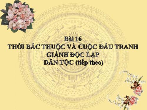 Bài 16. Thời Bắc thuộc và các cuộc đấu tranh giành độc lập dân tộc (Tiếp theo)