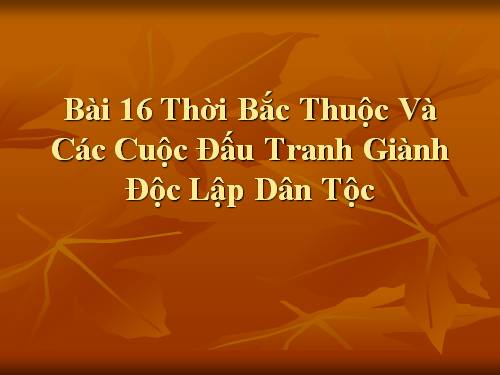 Bài 16. Thời Bắc thuộc và các cuộc đấu tranh giành độc lập dân tộc (Tiếp theo)