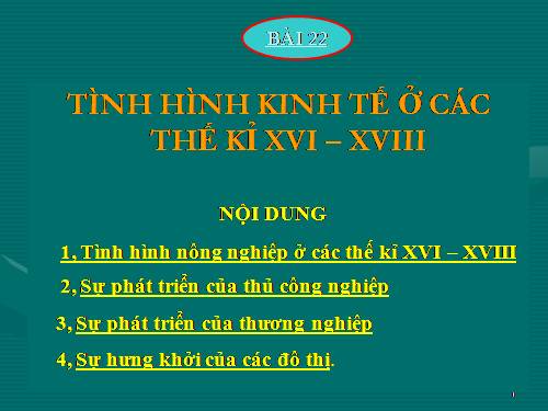 Bài 22. Tình hình kinh tế ở các thế kỷ XVI-XVIII