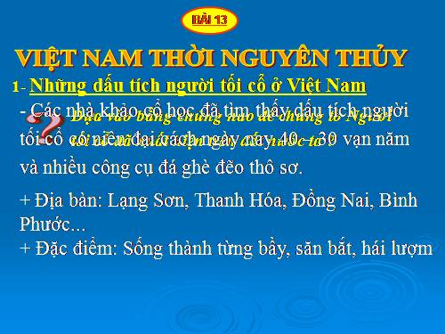 Bài 13. Việt Nam thời nguyên thuỷ