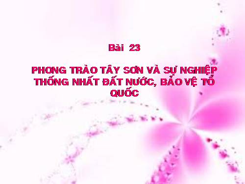 Bài 23. Phong trào Tây Sơn và sự nghiệp thống nhất đất nước. Bảo vệ tổ quốc cuối thế kỷ XVIII