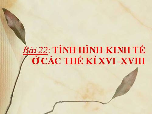 Bài 22. Tình hình kinh tế ở các thế kỷ XVI-XVIII