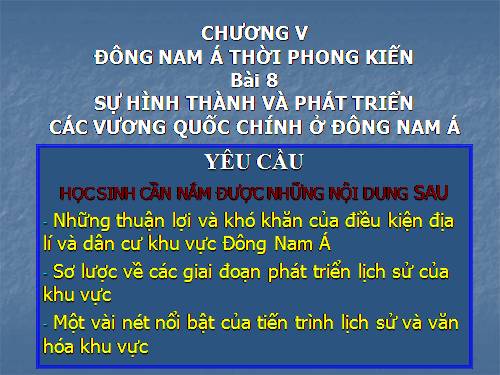 Bài 8. Sự hình thành và phát triển các vương quốc chính ở Đông Nam Á