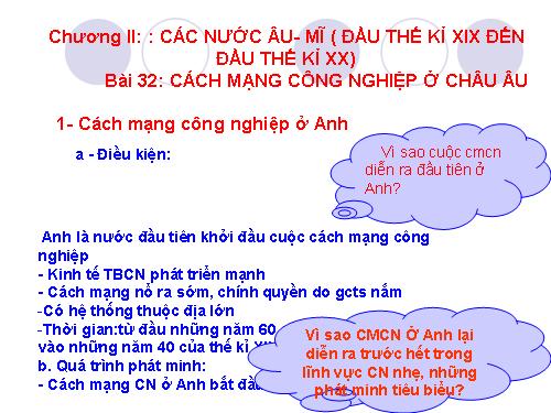 Bài 32. Cách mạng công nghiệp ở Châu Âu