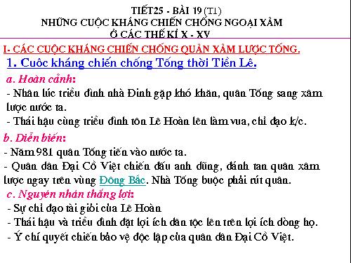 Bài 19. Những cuộc kháng chiến chống ngoại xâm ở các thế kỷ X-XV