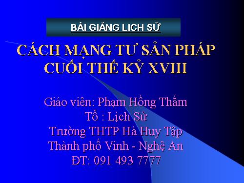 Bài 31. Cách mạng tư sản Pháp cuối thế kỷ XVIII