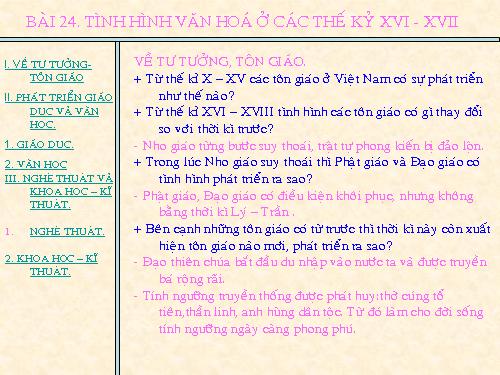 Bài 24. Tình hình văn hóa ở các thế kỷ XVI-XVIII