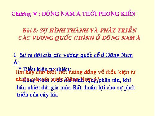 Bài 8. Sự hình thành và phát triển các vương quốc chính ở Đông Nam Á