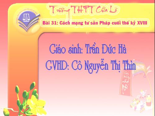 Bài 31. Cách mạng tư sản Pháp cuối thế kỷ XVIII