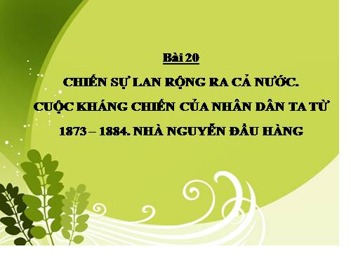 Bài 20. Chiến sự lan rộng ra cả nước. Cuộc kháng chiến của nhân dân ta từ năm 1873 đến năm 1884. Nhà Nguyễn đầu hàng