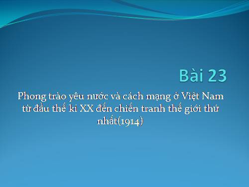 Bài 23. Phong trào yêu nước và cách mạng ở Việt Nam từ đầu thế kỉ XX đến Chiến tranh thế giới thứ nhất (1914)