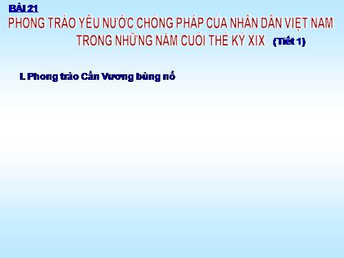 Bài 21. Phong trào yêu nước chống Pháp của nhân dân Việt Nam trong những năm cuối thế kỉ XIX