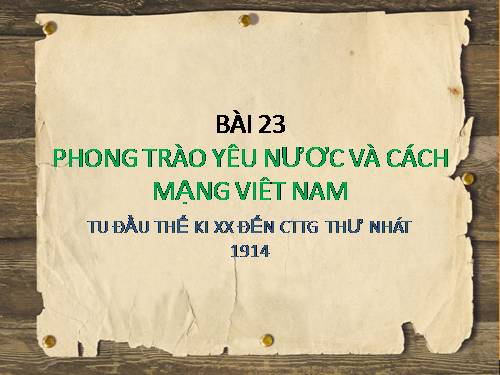 Bài 23. Phong trào yêu nước và cách mạng ở Việt Nam từ đầu thế kỉ XX đến Chiến tranh thế giới thứ nhất (1914)