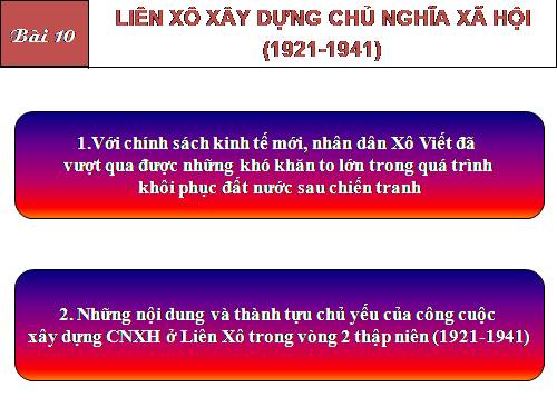 Bài 10. Liên Xô xây dựng chủ nghĩa xã hội (1921 - 1941)