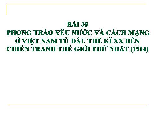 Bài 23. Phong trào yêu nước và cách mạng ở Việt Nam từ đầu thế kỉ XX đến Chiến tranh thế giới thứ nhất (1914)