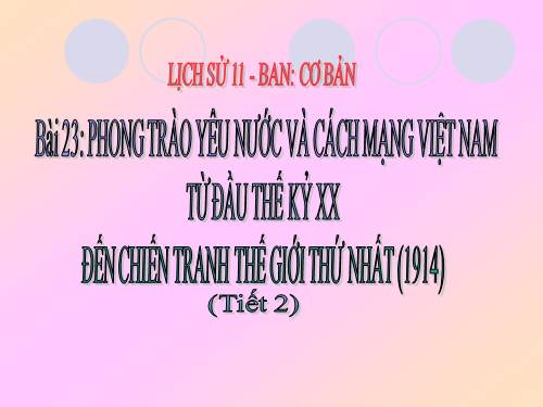 Bài 23. Phong trào yêu nước và cách mạng ở Việt Nam từ đầu thế kỉ XX đến Chiến tranh thế giới thứ nhất (1914)