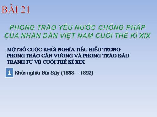 Bài 21. Phong trào yêu nước chống Pháp của nhân dân Việt Nam trong những năm cuối thế kỉ XIX